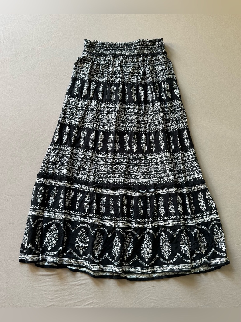 Nicole Miller boho Tribal Printed Tiered Maxi Skirt